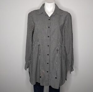 Lafayette 148 New York Black and White Striped Button Down Shirt
